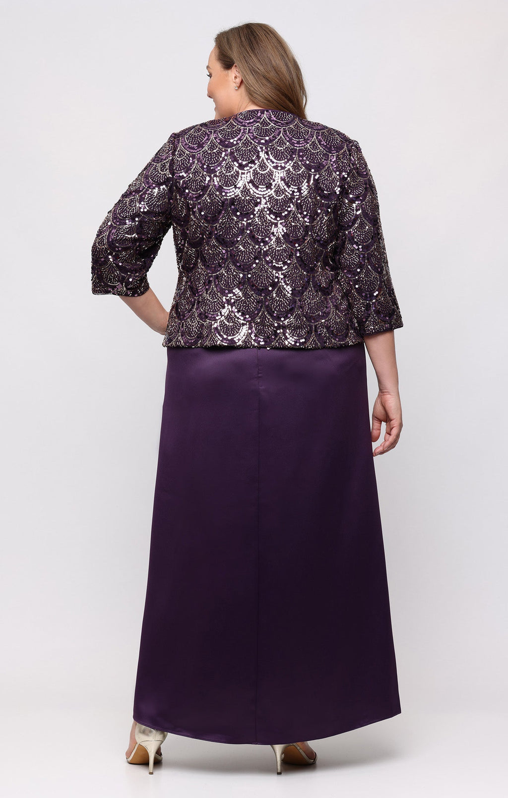 Plus Long Stretch Sequin Jacket Dress