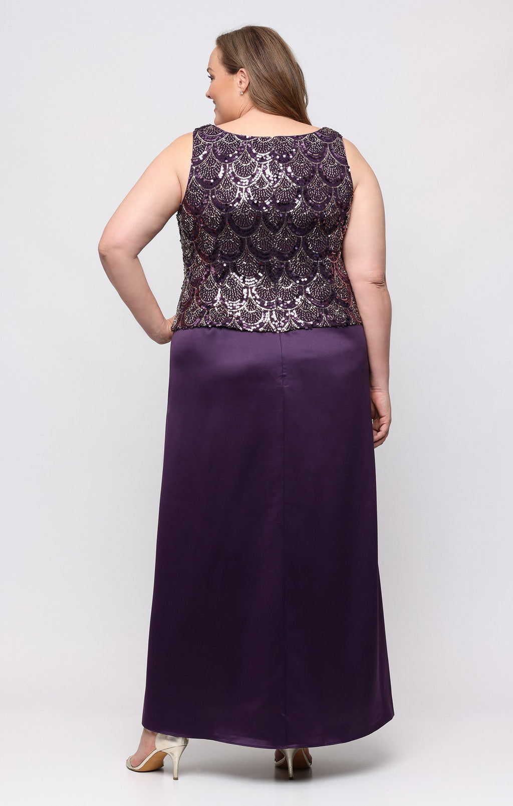 Plus Long Stretch Sequin Jacket Dress
