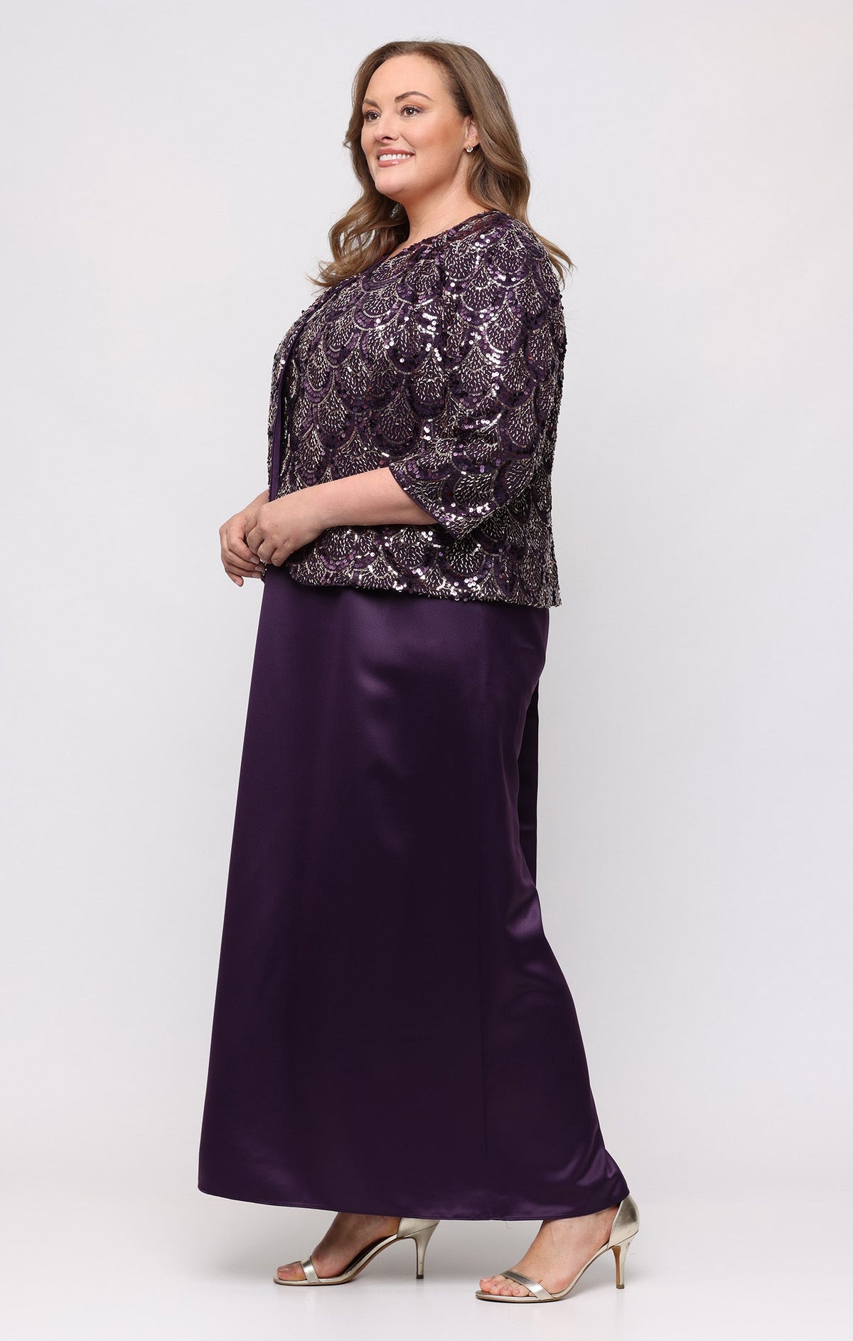 Plus Long Stretch Sequin Jacket Dress