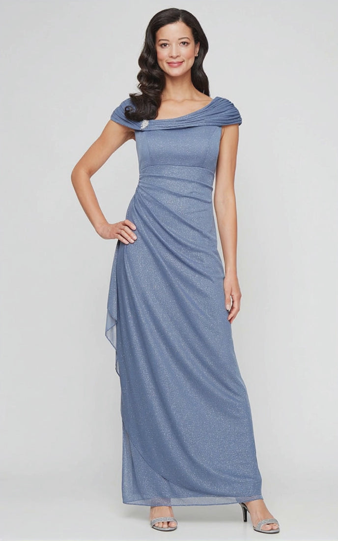 Jessica Glitter Mesh Cascade Gown