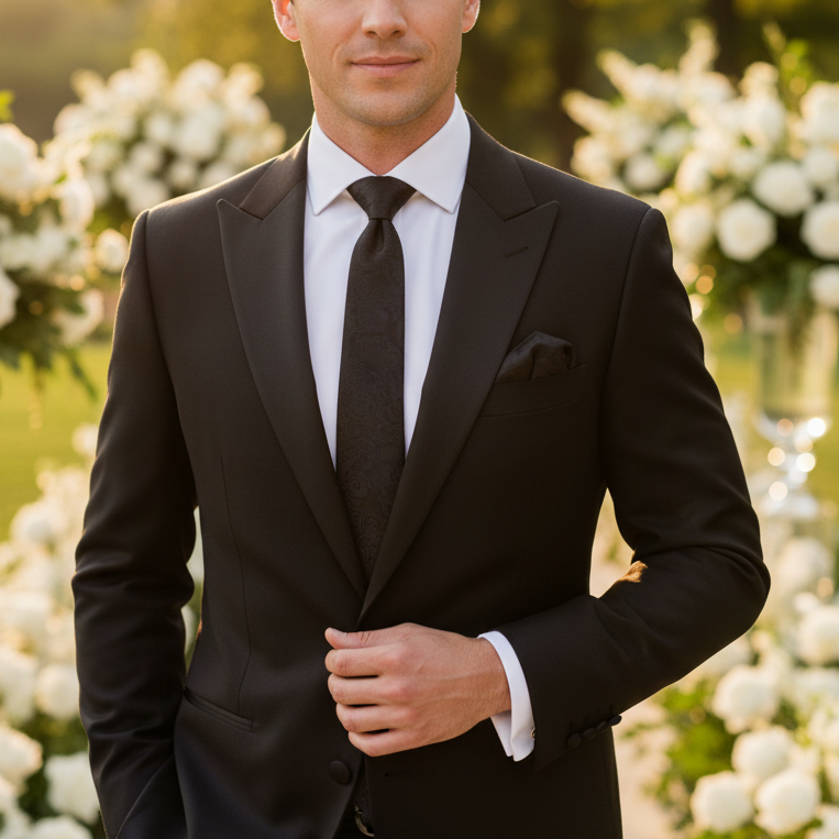 Designer Paisley Black Tie