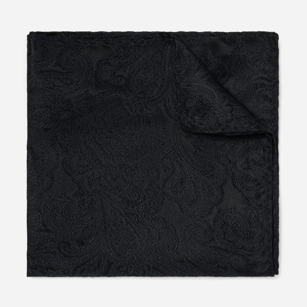 Designer Paisley Black Pocket Square
