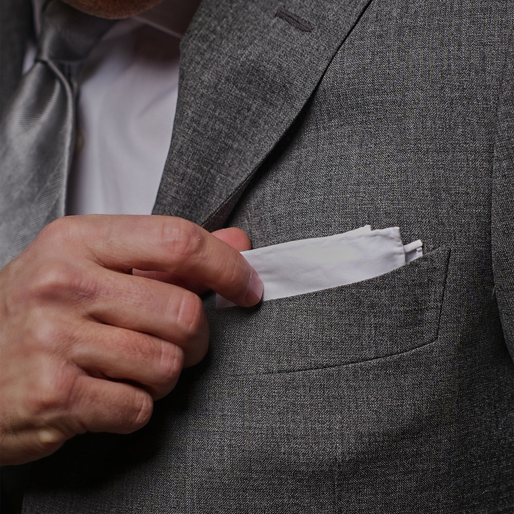 Solid White Cotton Pocket Square
