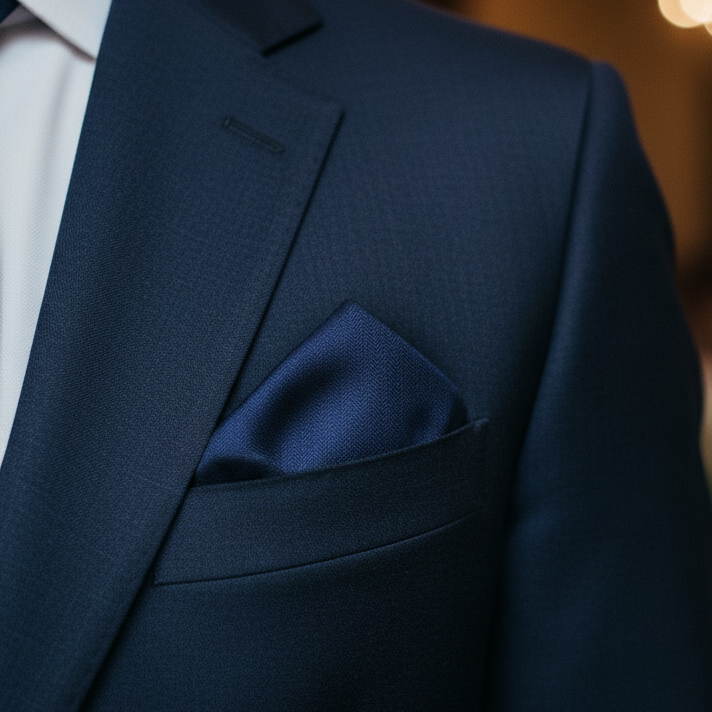 Astute Solid Navy Pocket Square