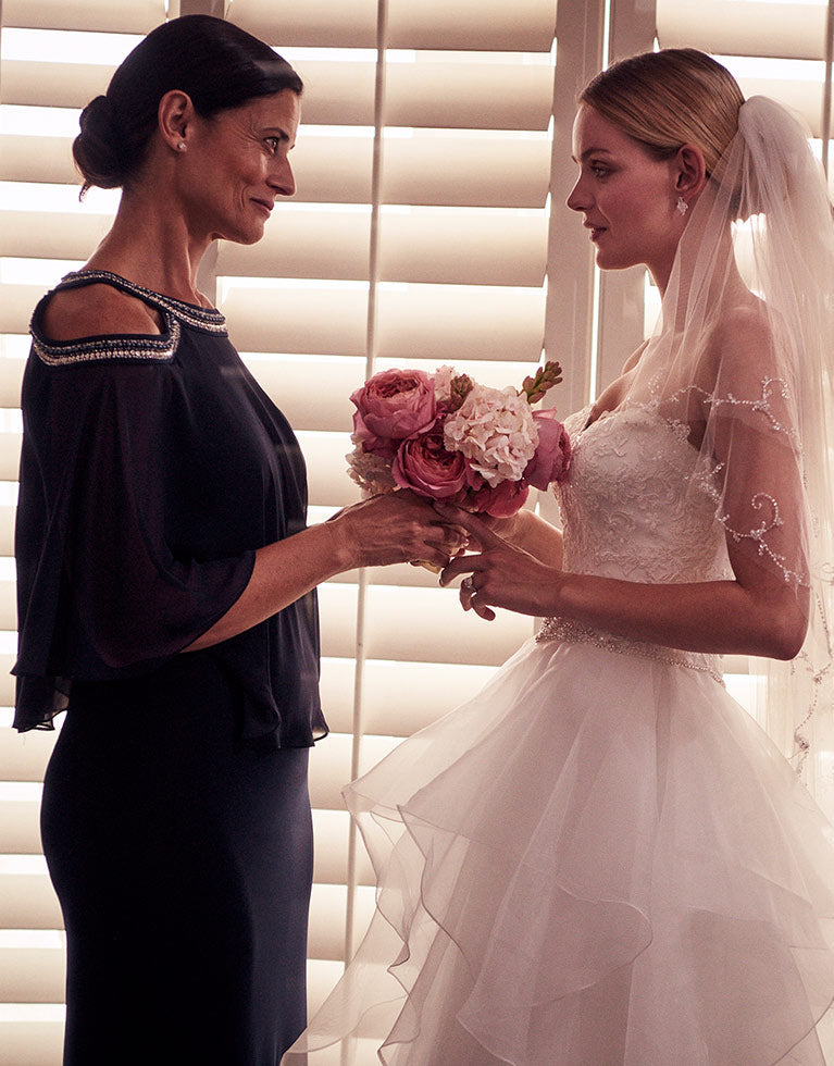 Chiffon & Jersey Crew-Neck Gown